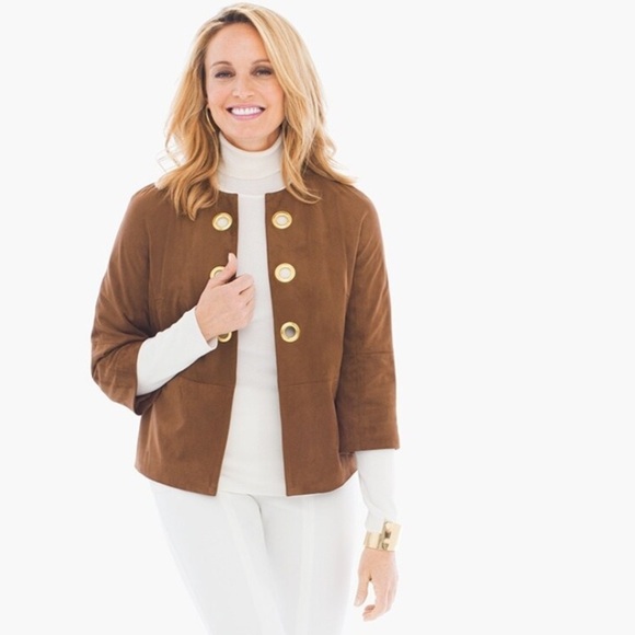Chicos Faux Suede Grommet Jacket Size 0 - Picture 1 of 8